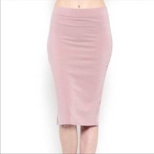 Blush pink pencil skirt